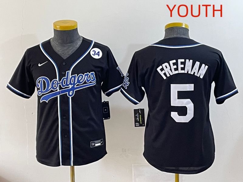 Youth 2025 Los Angeles Dodgers #5 Freeman Black Three generations Fashion Nike MLB Jersey style 10